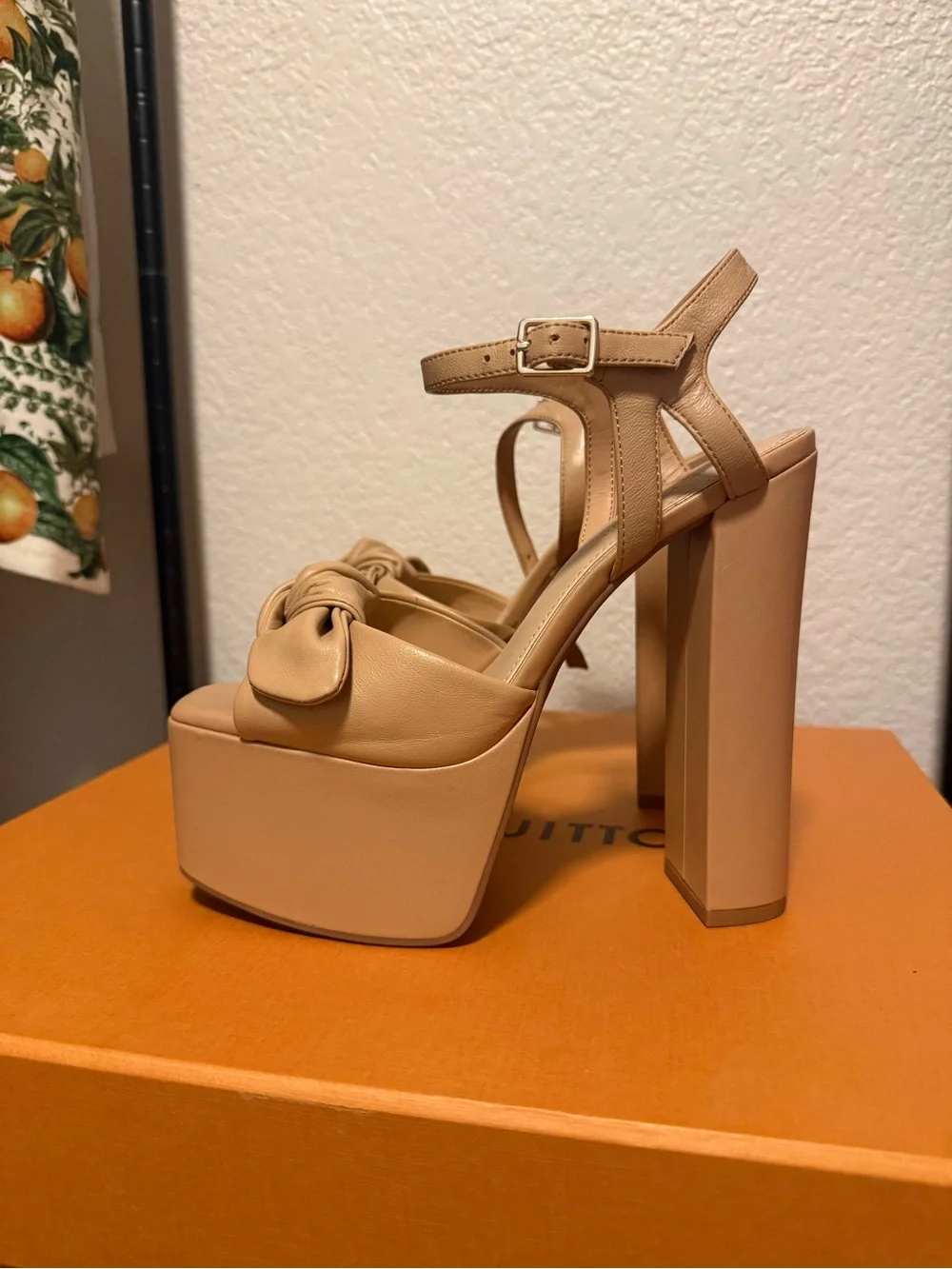Gianni Bini Tan Leather Platform Heel